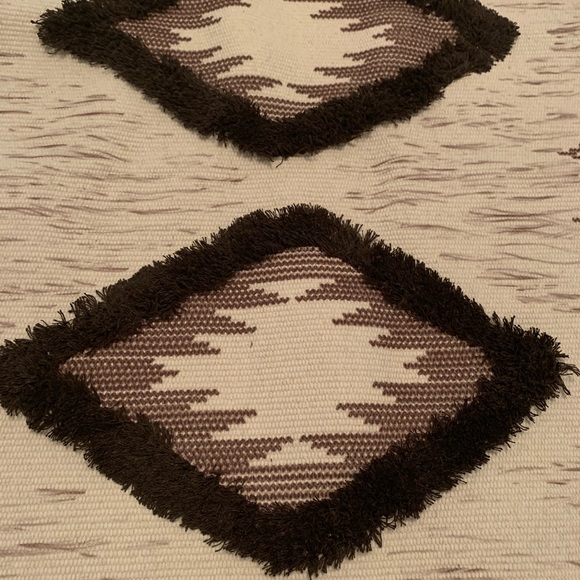 Cotton Linen Woven Runner Rug With Tassel Floor Mat Bohemian Neutral ivory brown - Picture 4 of 8